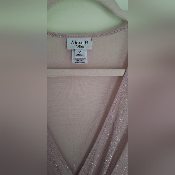 Alexa b nites dress womens sz 10 maxi shimmery lavender dress long sleeve formal - Picture 3 of 9